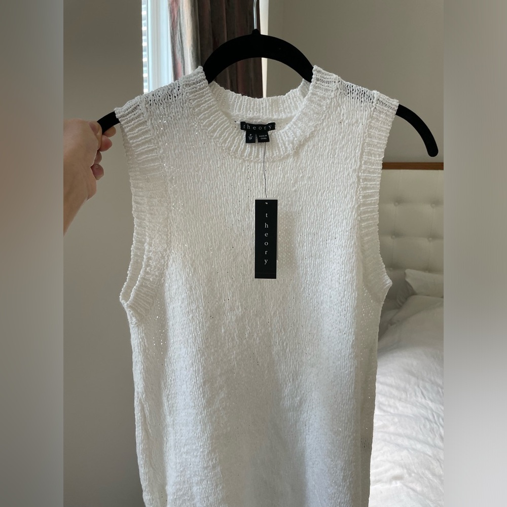 Theory white sweater tunic vest size S/P